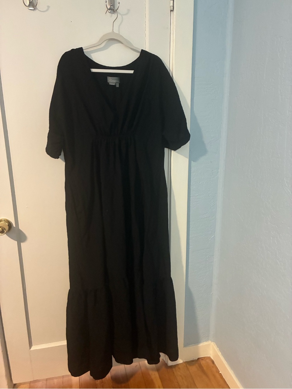 Anthropologie Black V-Neck Tiered Maxi Dress
